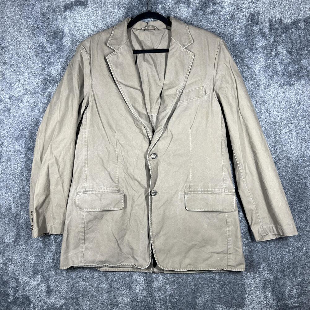 LL Bean Sport Coat Mens 40 Beige Cotton Khaki Canvas Field Blazer Outdoors